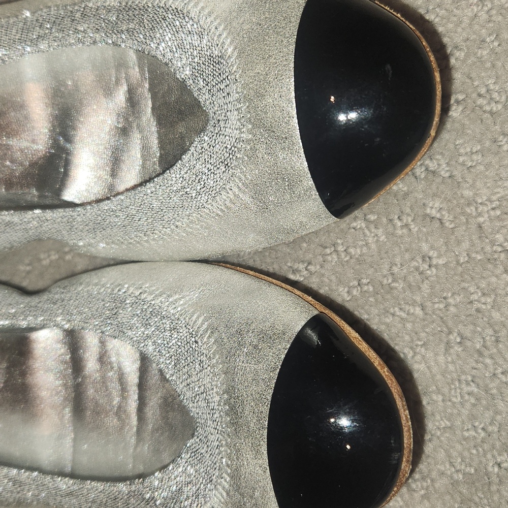 Chanel Silver And Black ballet slippers 38 1/2 [Size 8] - Picture 10 of 13